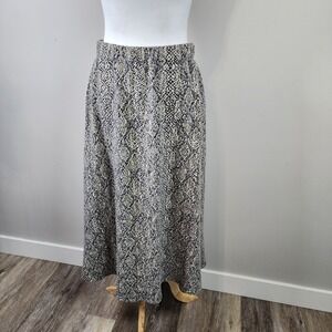 Zara Snake Print Skirt Womens‎ Medium Stretch Knit A Line Flare Midi Luxury Boho